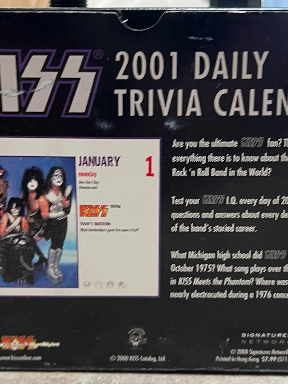 Kiss Black Purple Red 2001 Daily Trivia Calendar